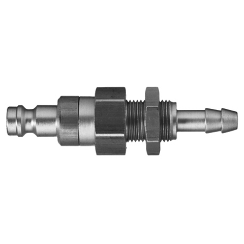 45594325 Nipple - Dry Break - Panel Mount Double shut-off nipple with flatsealing or dry-break system for leak-free design. (KL series). On the coupling and plug, our leak-free coupling systems have valves that build up no dead-space volume. As such, when the connection is broken, no drops of the medium being channelled are able to escape. This variant is especially suitable for transporting aggressive media or in sensitive environments like in cleanrooms.