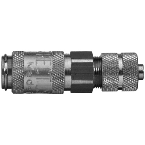 46501000 Coupling - Double Shut-off - Plastic Hose Connection Double shut-off quick coupler (KB serie) On the double shut-off systems, after disconnection, the flow stops both in the coupling and in the plug. The medium remains in the hose in both connecting lines, the pressure is held constant and will not be released.