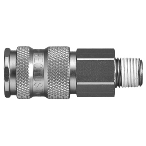 47500000 Coupling - Double Shut-off - Male Thread Double shut-off quick coupler (KB serie) On the double shut-off systems, after disconnection, the flow stops both in the coupling and in the plug. The medium remains in the hose in both connecting lines, the pressure is held constant and will not be released.