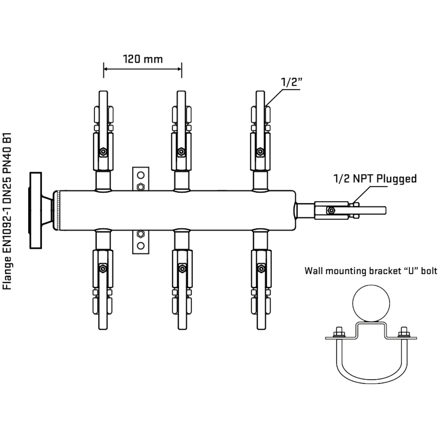 M506B120311 Manifolds Stainless Steel Double Sided