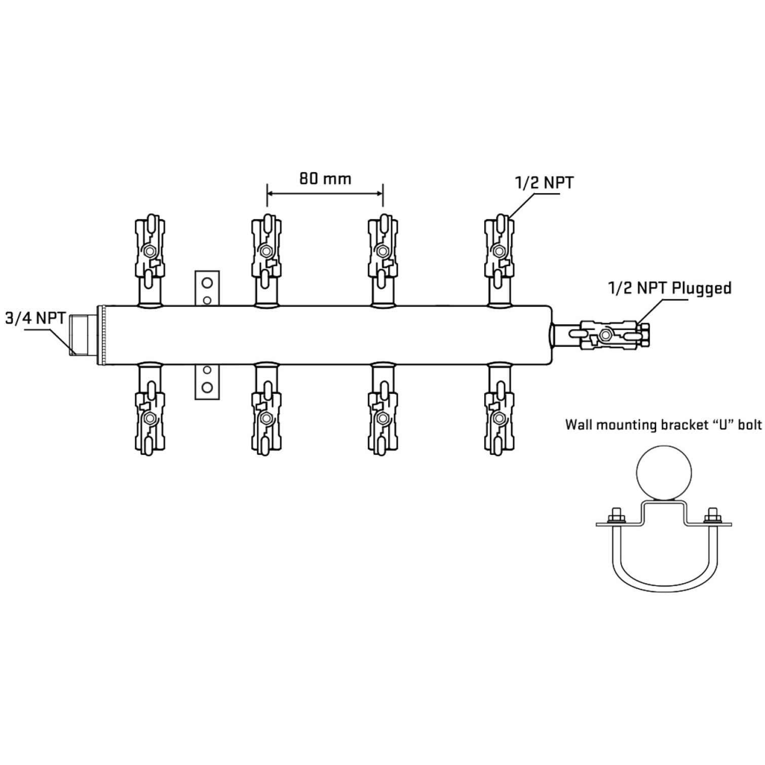 M508A011011 Manifolds Stainless Steel Double Sided