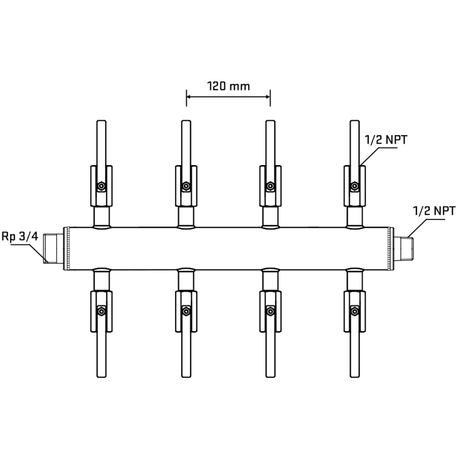 M508B080630 Manifolds Stainless Steel Double Sided