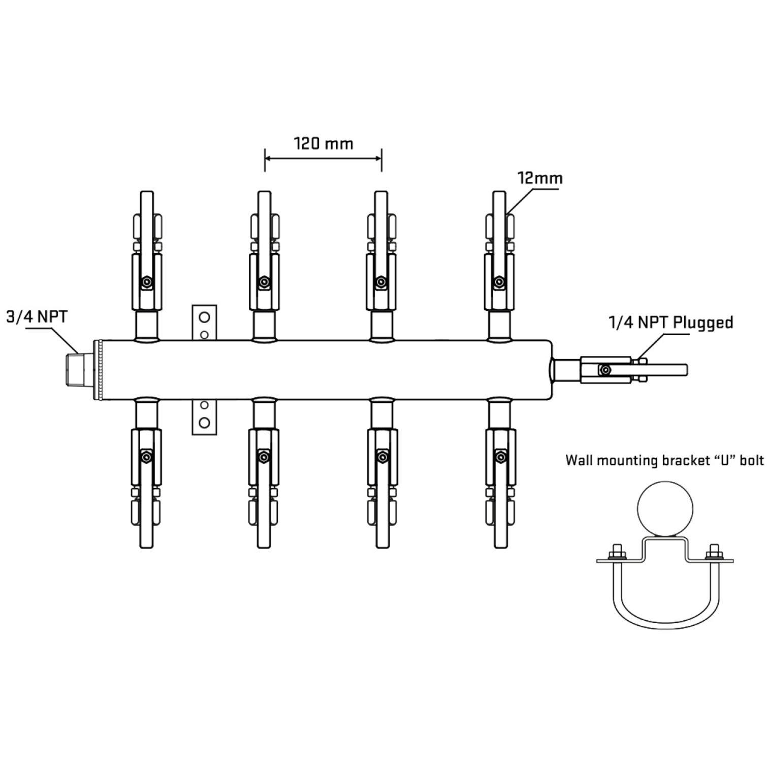 M508B100821 Manifolds Stainless Steel Double Sided