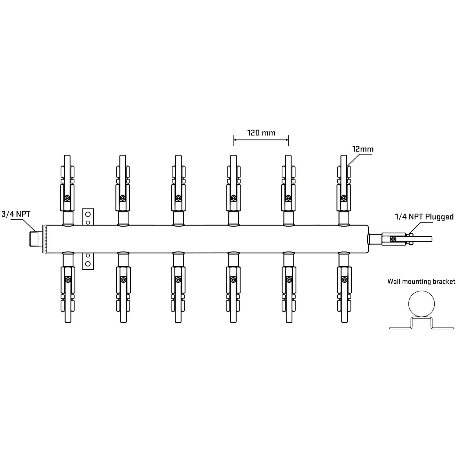 M512B100822 Manifolds Stainless Steel Double Sided