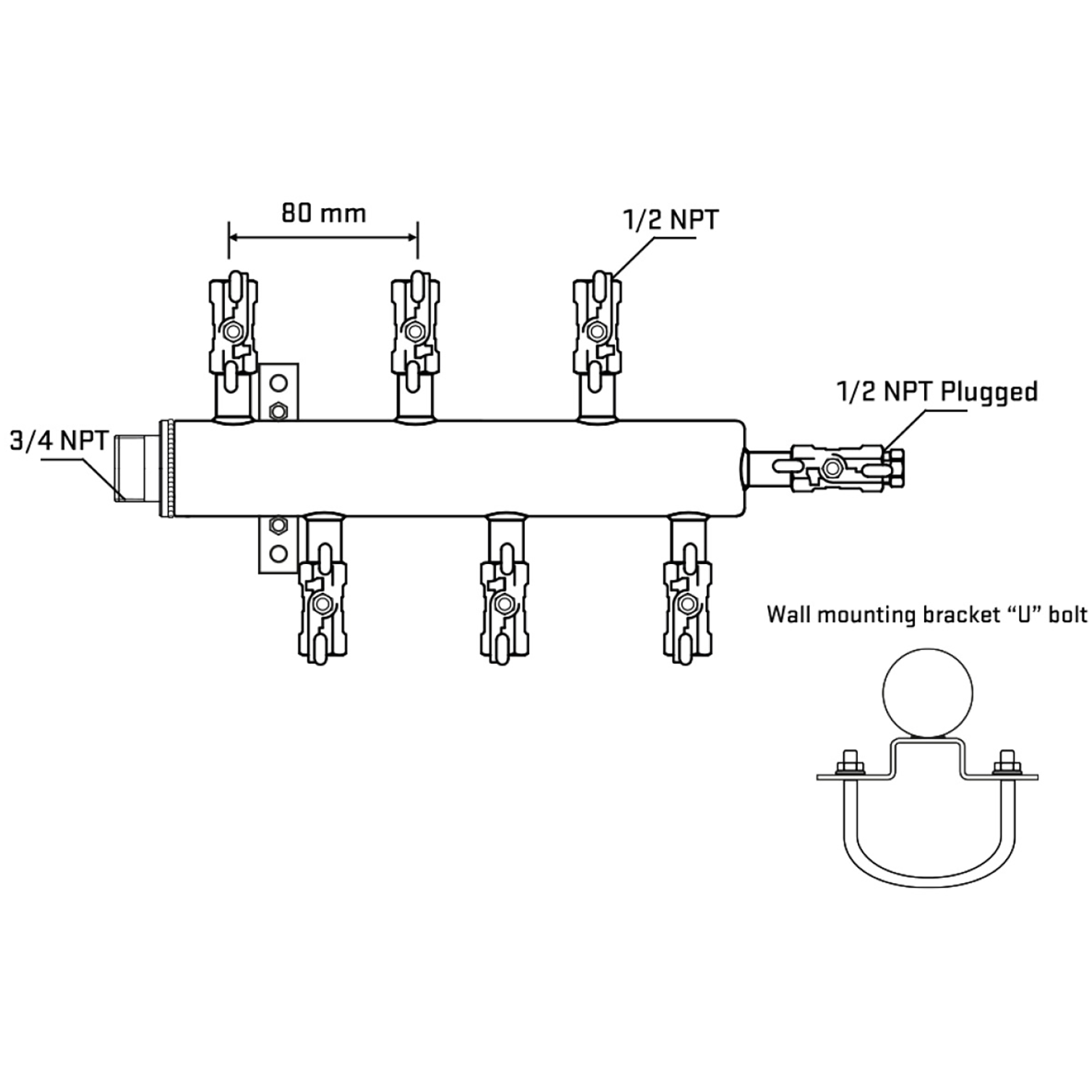 M5F1A011011 Manifolds Stainless Steel Double Sided