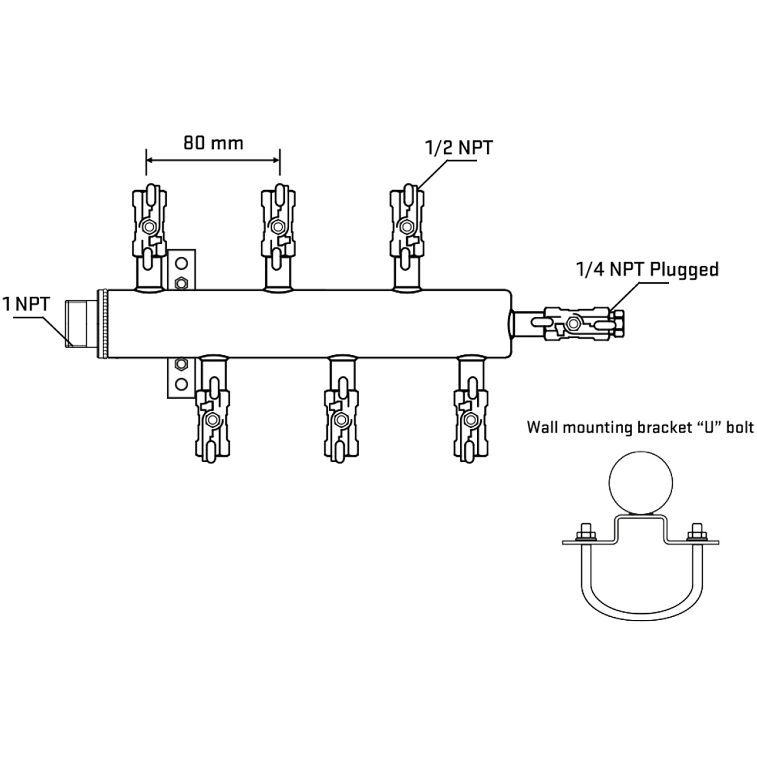 M5F1A011121 Manifolds Stainless Steel Double Sided