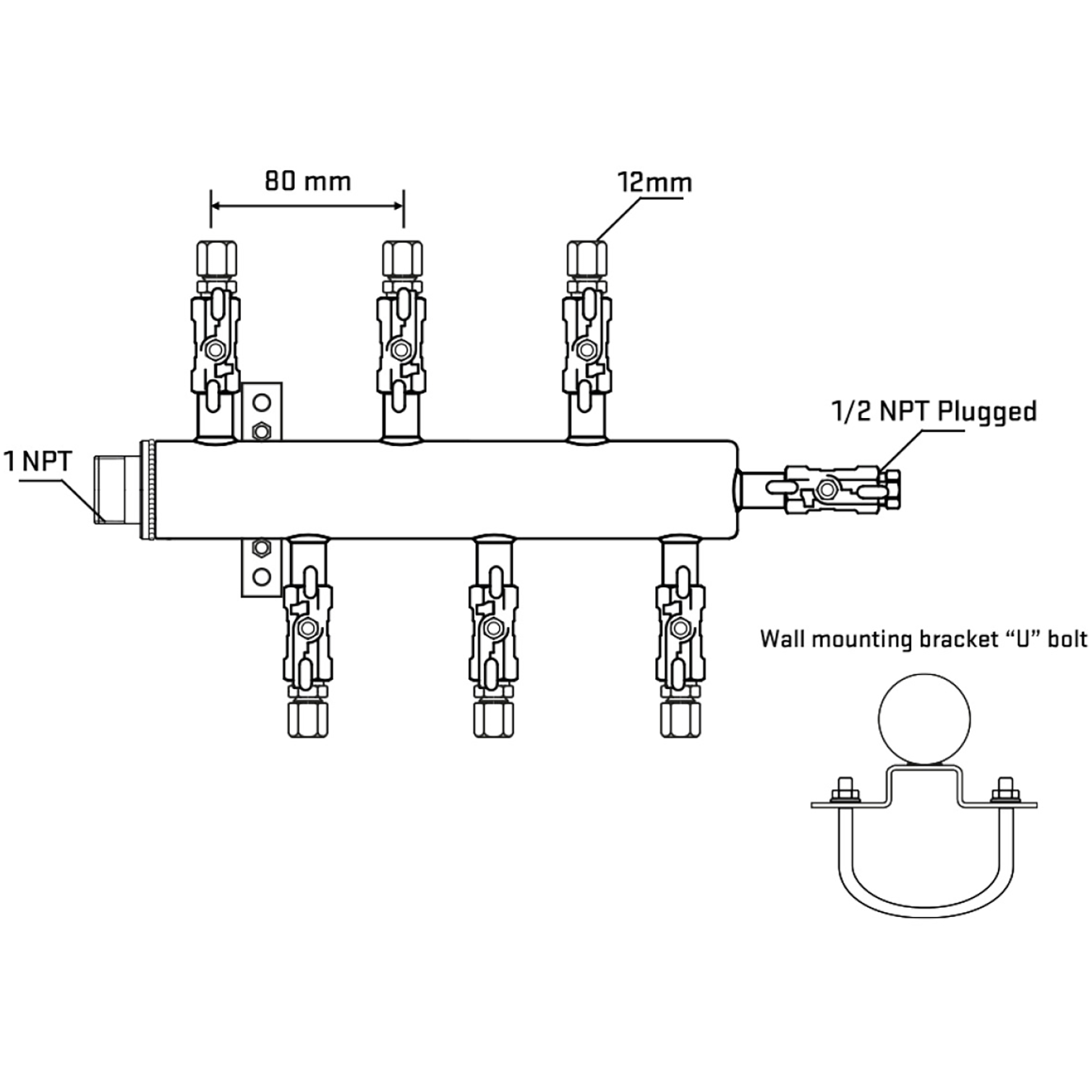 M5F1A041111 Manifolds Stainless Steel Double Sided