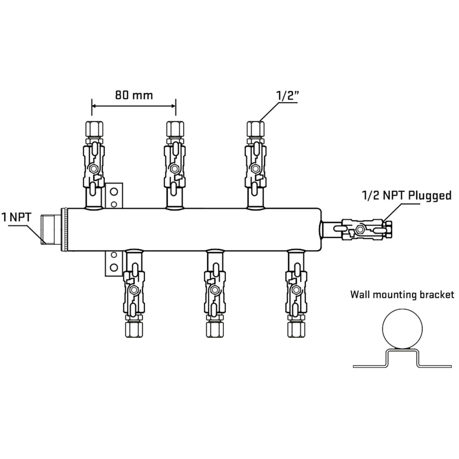 M5F1A051112 Manifolds Stainless Steel Double Sided