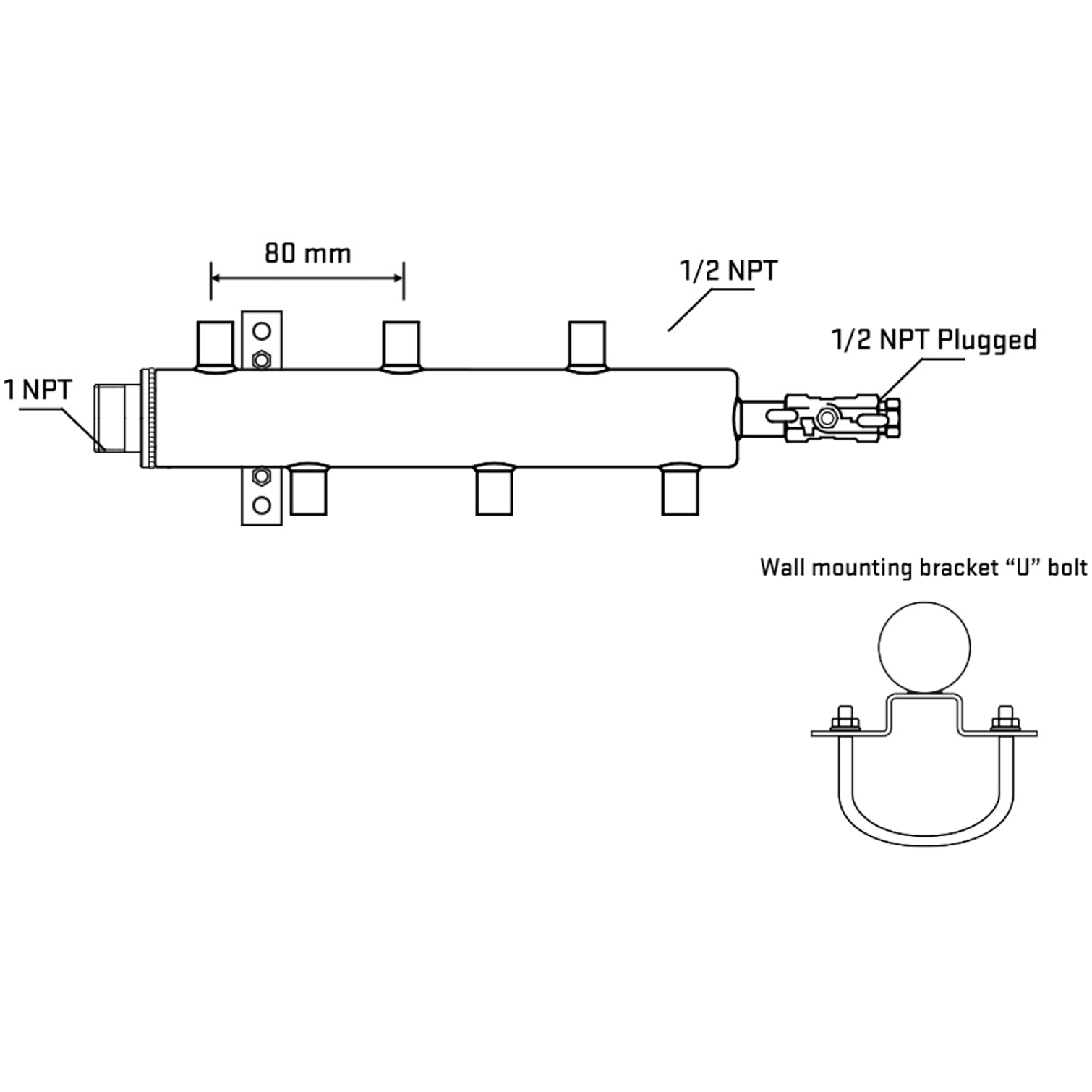 M5F1A061111 Manifolds Stainless Steel Double Sided