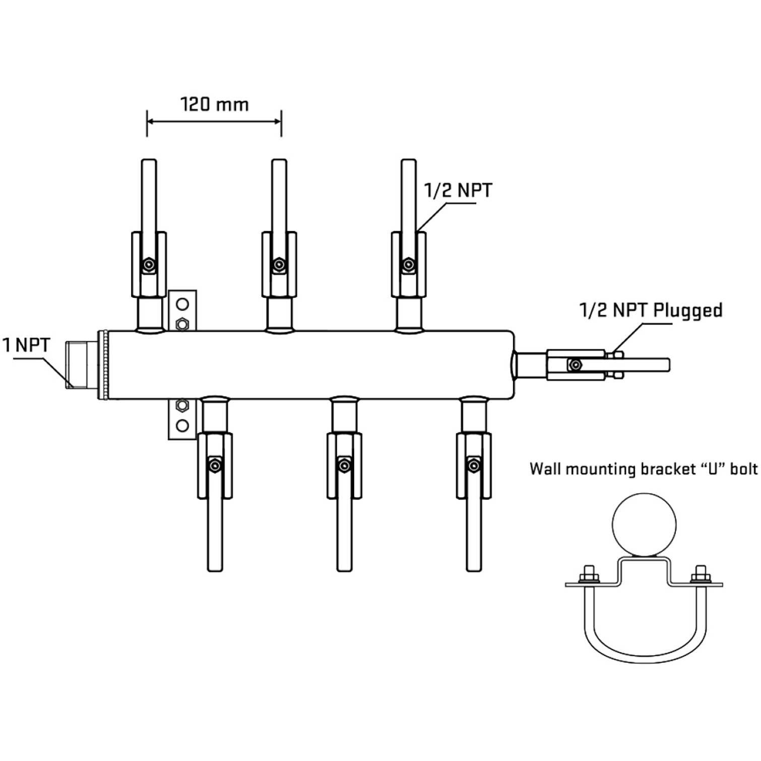 M5F1B081111 Manifolds Stainless Steel Double Sided