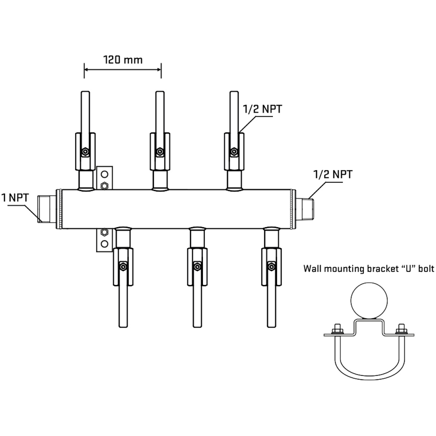 M5F1B081131 Manifolds Stainless Steel Double Sided