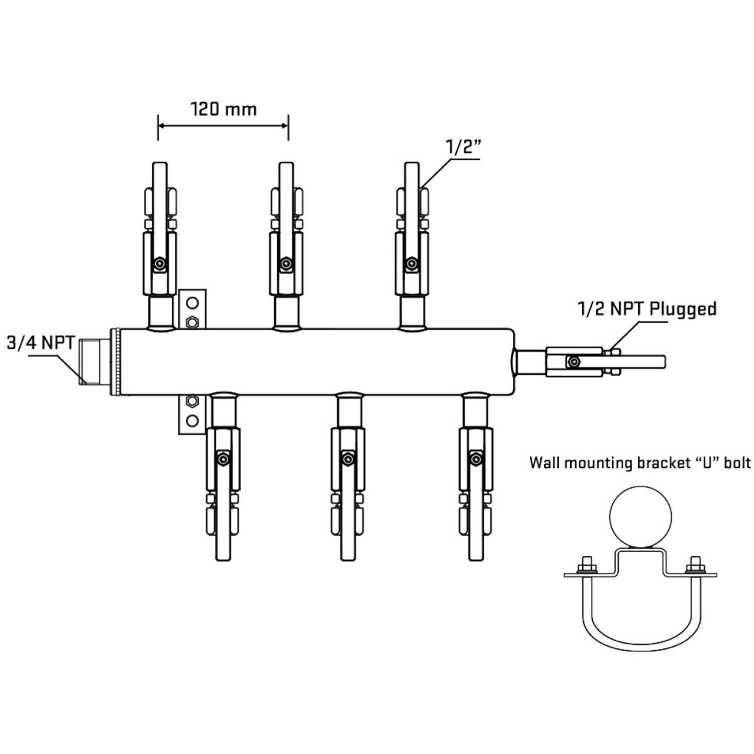 M5F1B121011 Manifolds Stainless Steel Double Sided