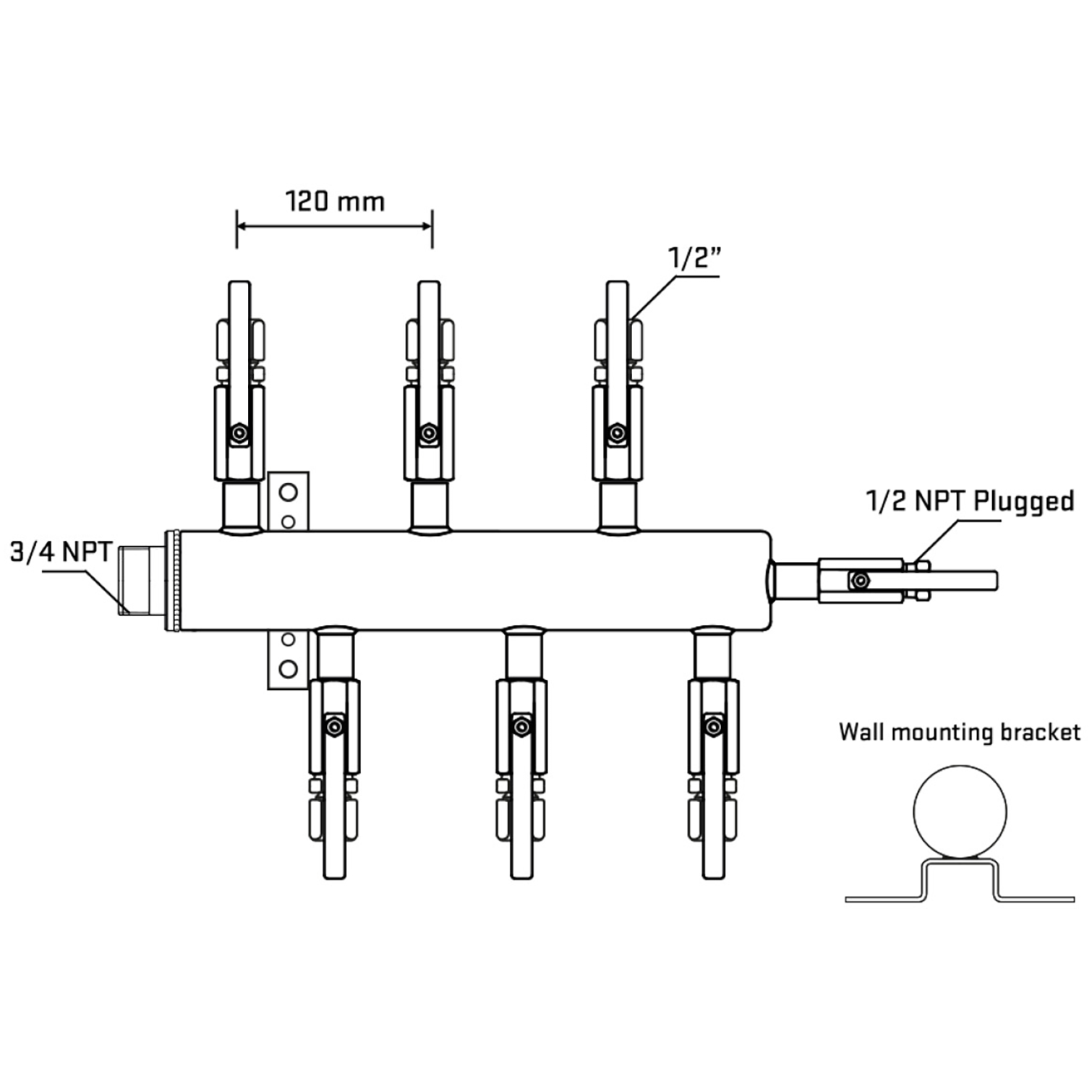M5F1B121012 Manifolds Stainless Steel Double Sided