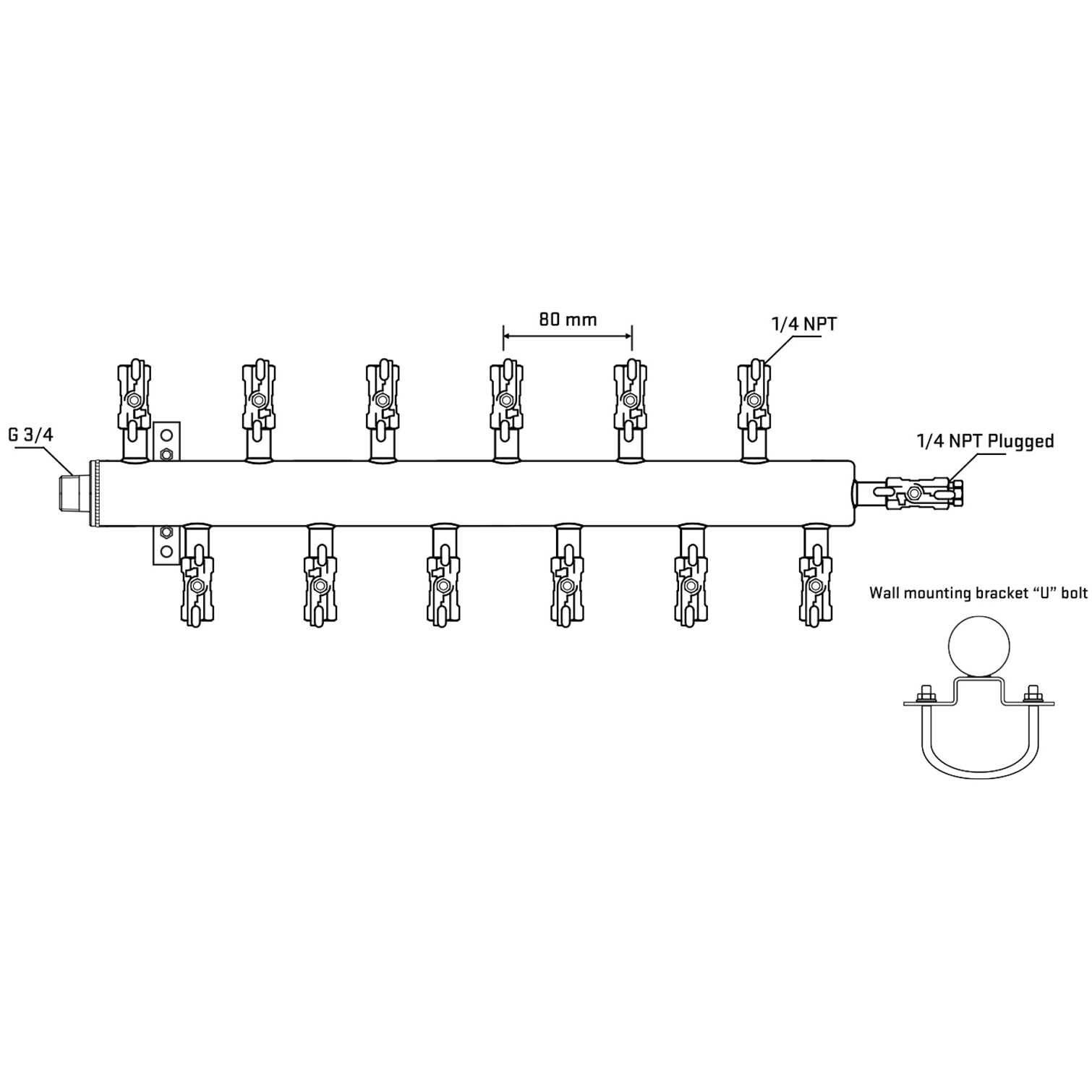 M5F2A020421 Manifolds Stainless Steel Double Sided