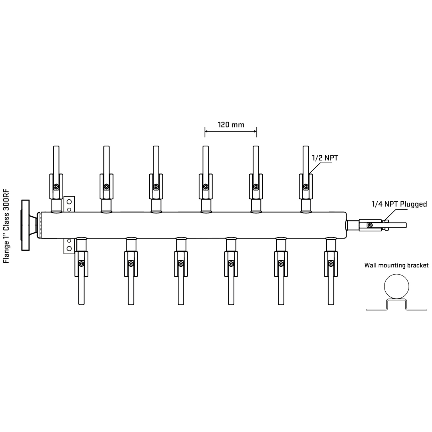 M5F2B080222 Manifolds Stainless Steel Double Sided