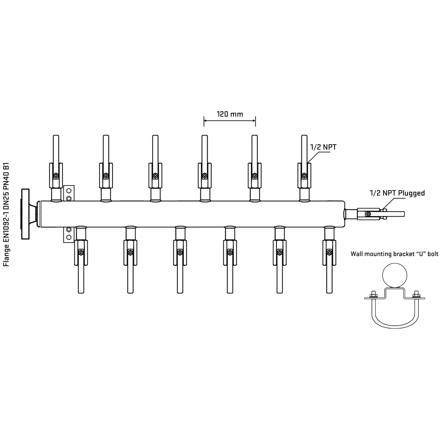 M5F2B080311 Manifolds Stainless Steel Double Sided