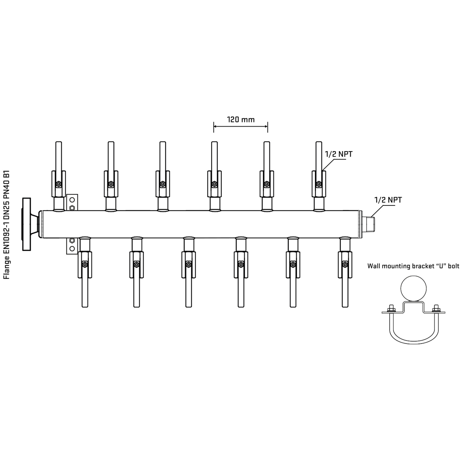 M5F2B080331 Manifolds Stainless Steel Double Sided