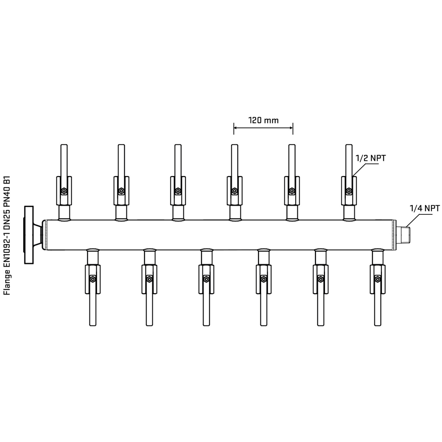 M5F2B080340 Manifolds Stainless Steel Double Sided