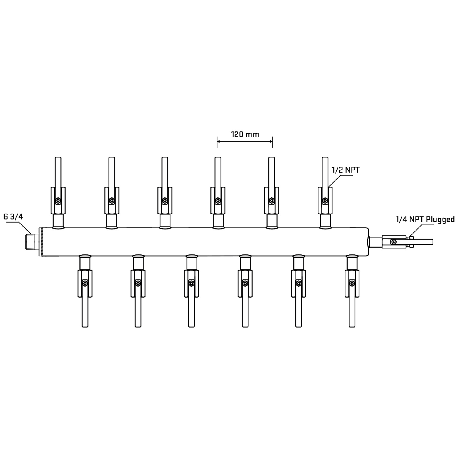 M5F2B080420 Manifolds Stainless Steel Double Sided