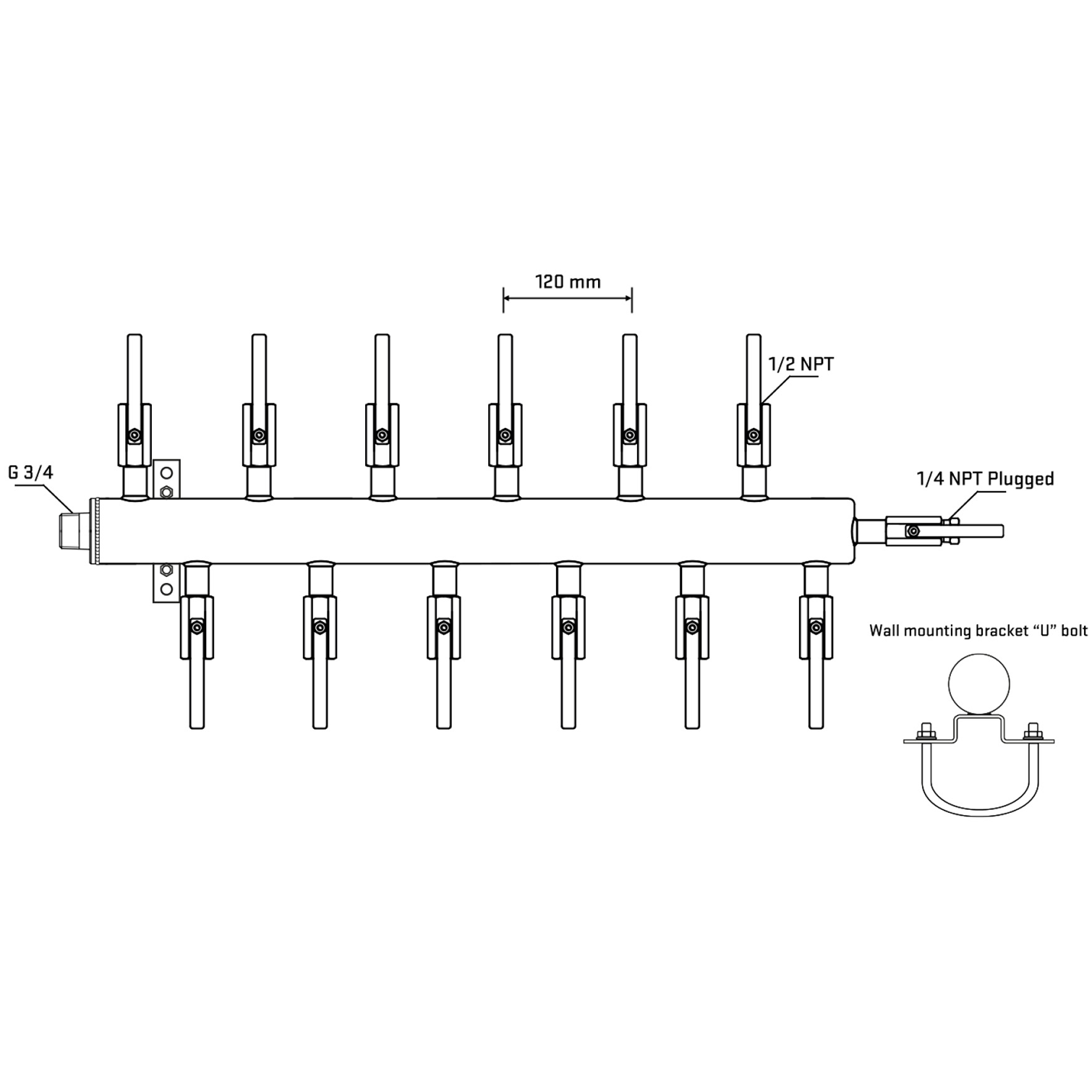 M5F2B080421 Manifolds Stainless Steel Double Sided