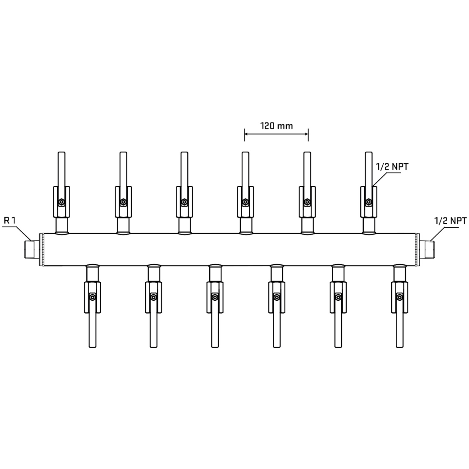 M5F2B080530 Manifolds Stainless Steel Double Sided