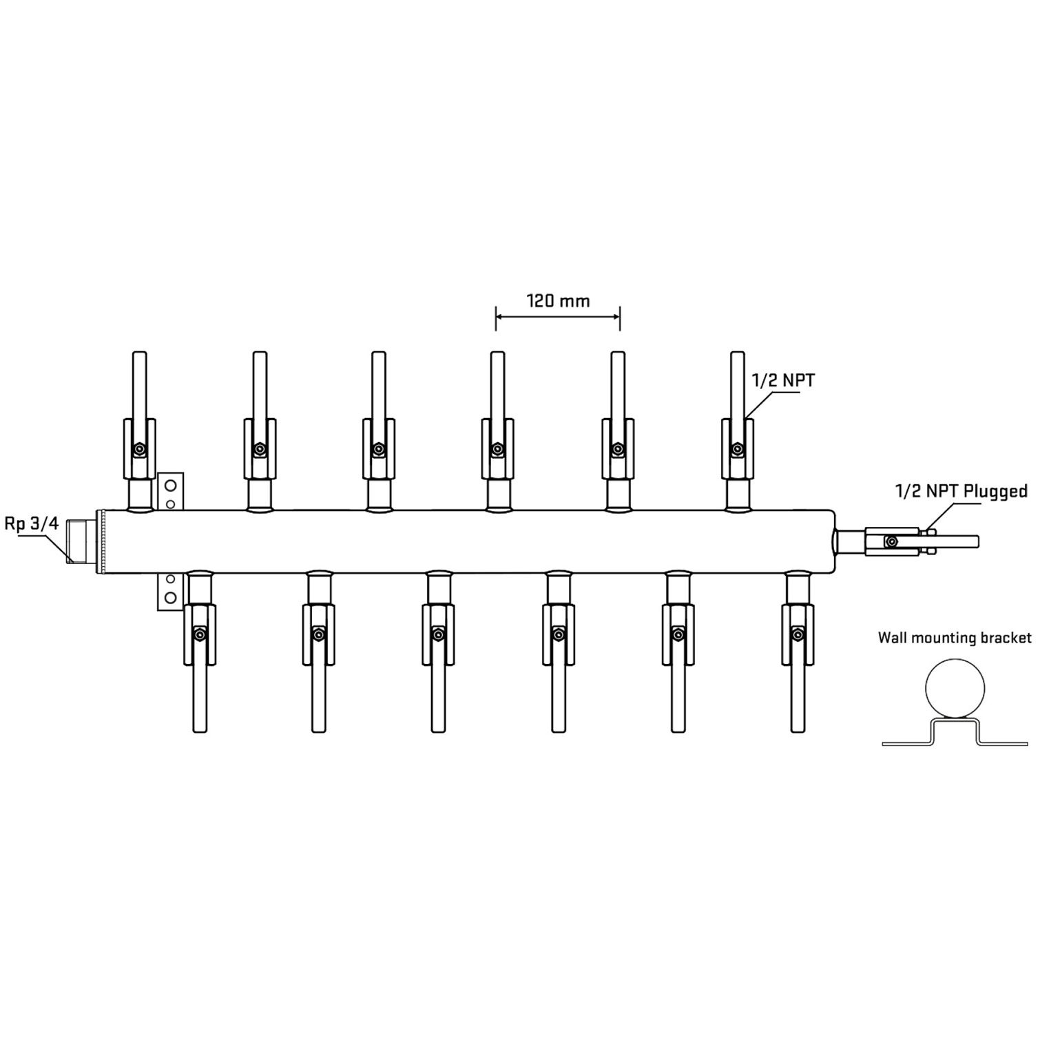 M5F2B080612 Manifolds Stainless Steel Double Sided