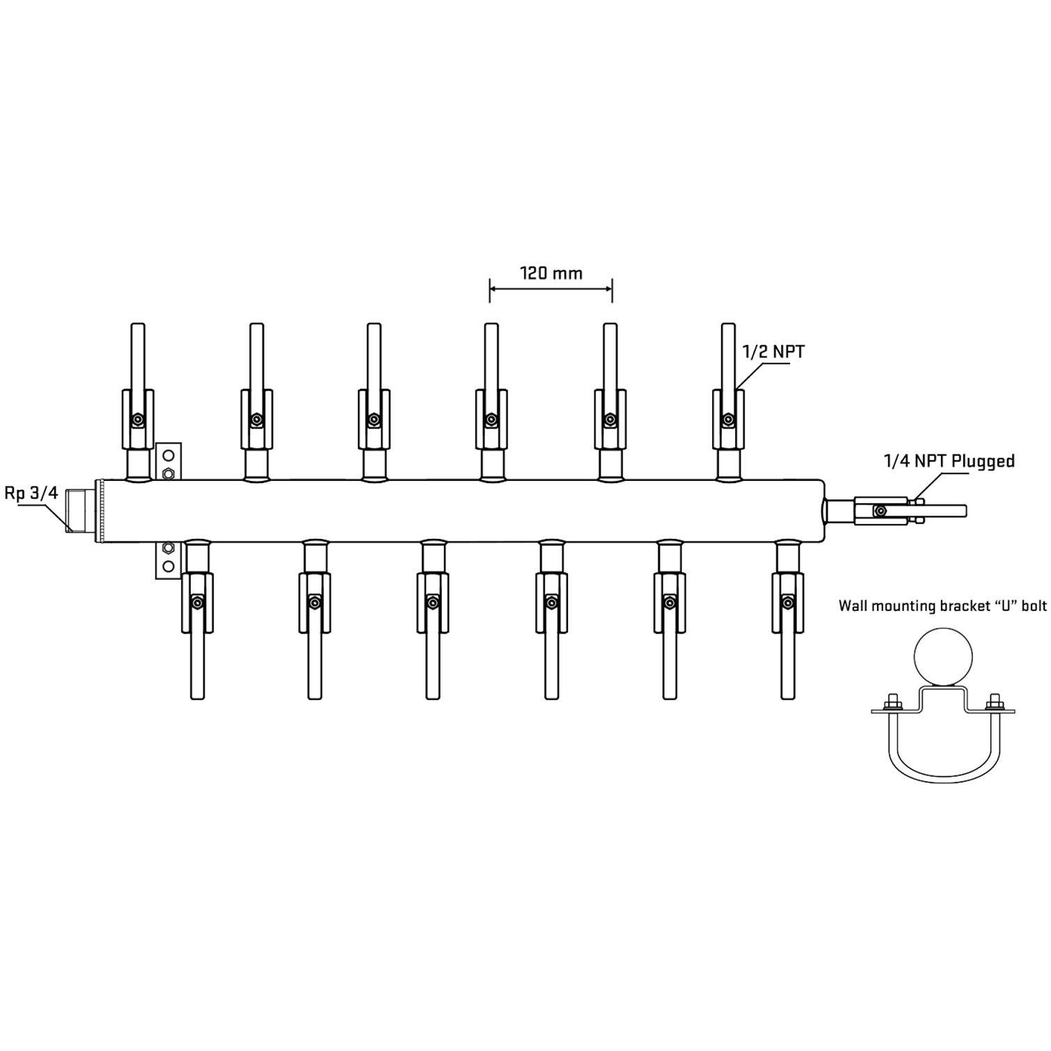 M5F2B080621 Manifolds Stainless Steel Double Sided