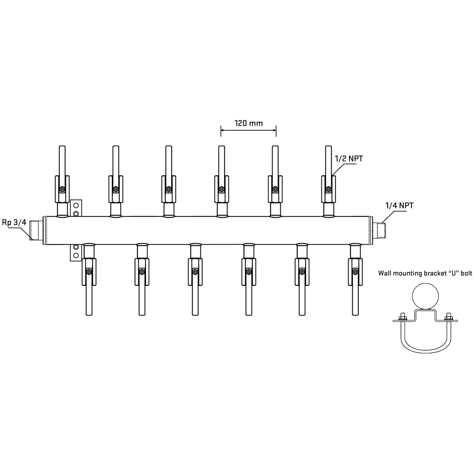 M5F2B080641 Manifolds Stainless Steel Double Sided