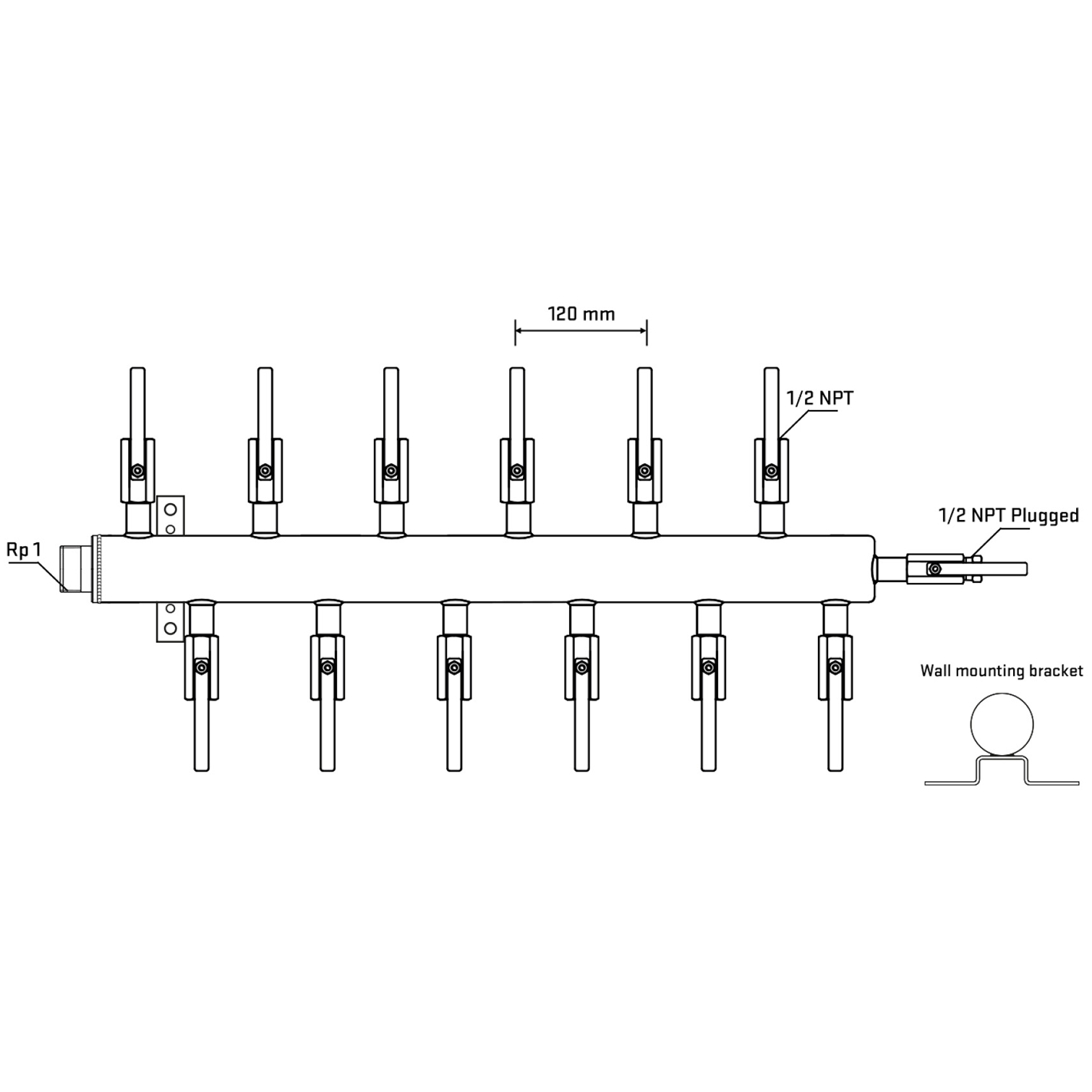 M5F2B080712 Manifolds Stainless Steel Double Sided