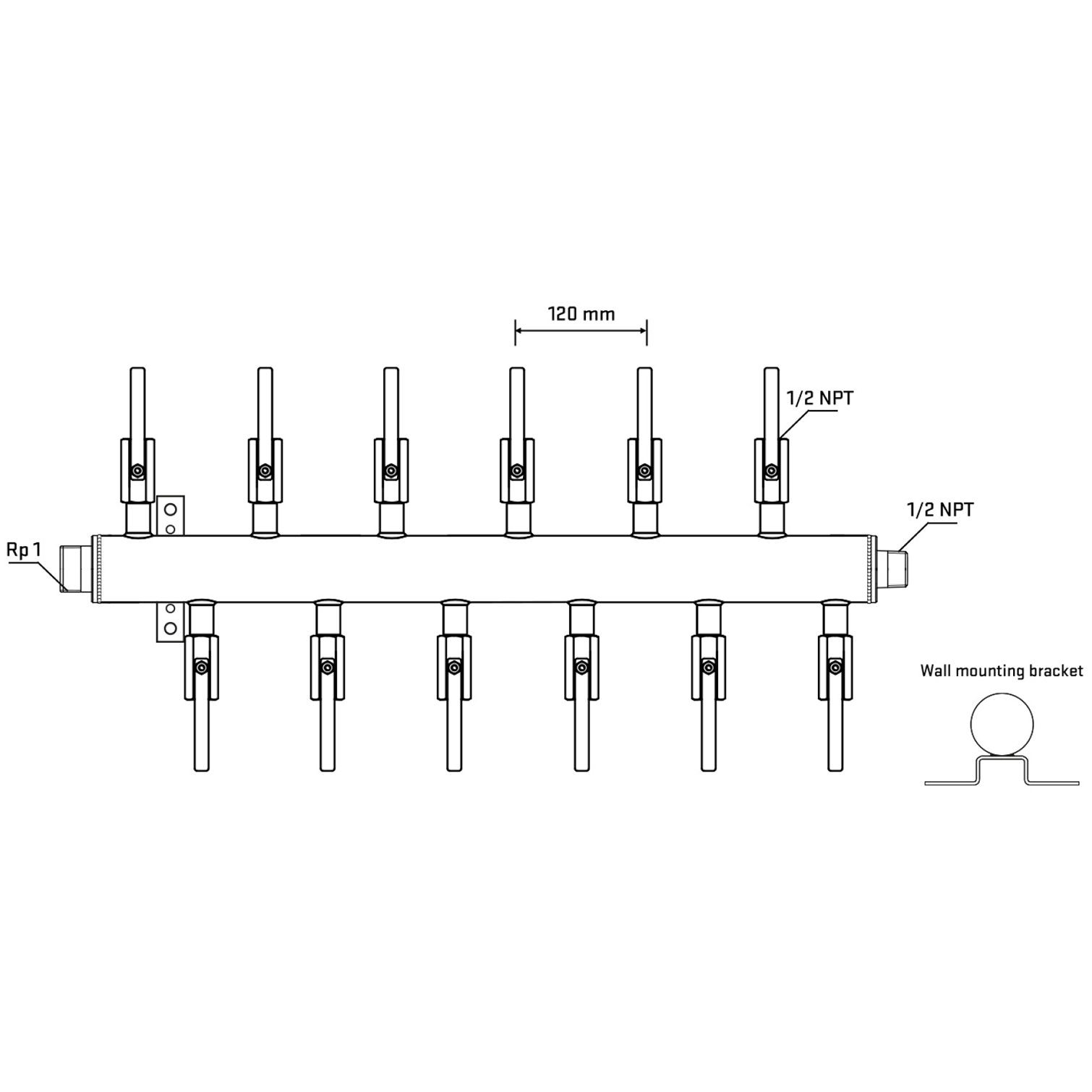 M5F2B080732 Manifolds Stainless Steel Double Sided