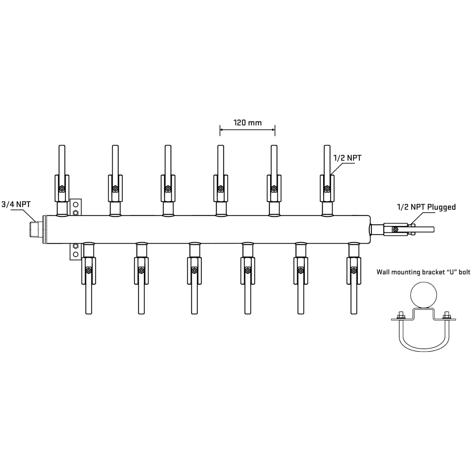 M5F2B080811 Manifolds Stainless Steel Double Sided