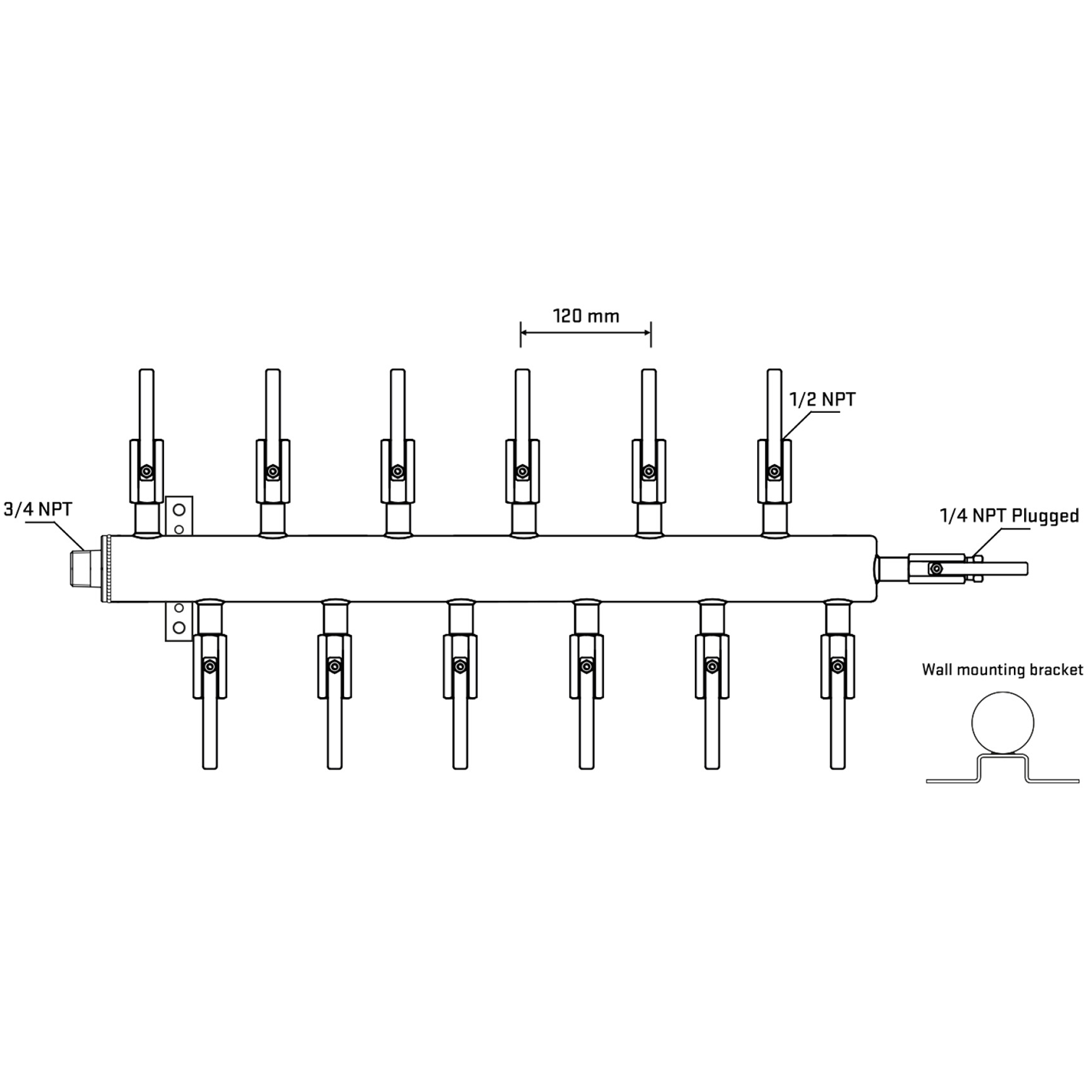 M5F2B080822 Manifolds Stainless Steel Double Sided