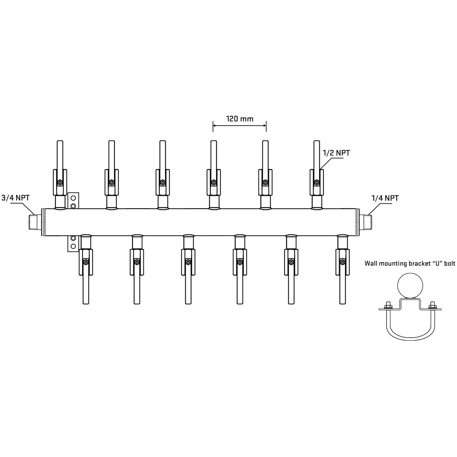 M5F2B080841 Manifolds Stainless Steel Double Sided