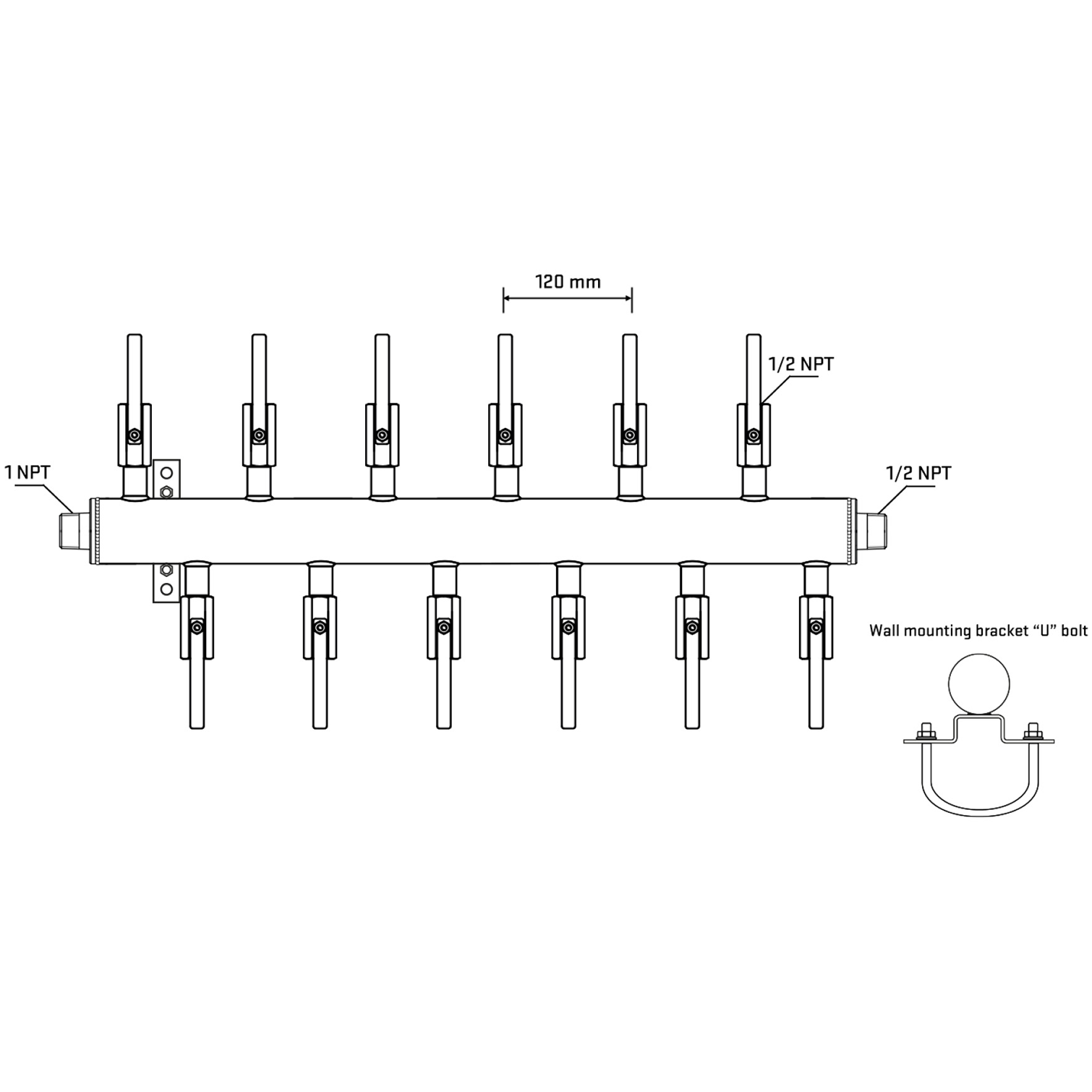 M5F2B080931 Manifolds Stainless Steel Double Sided