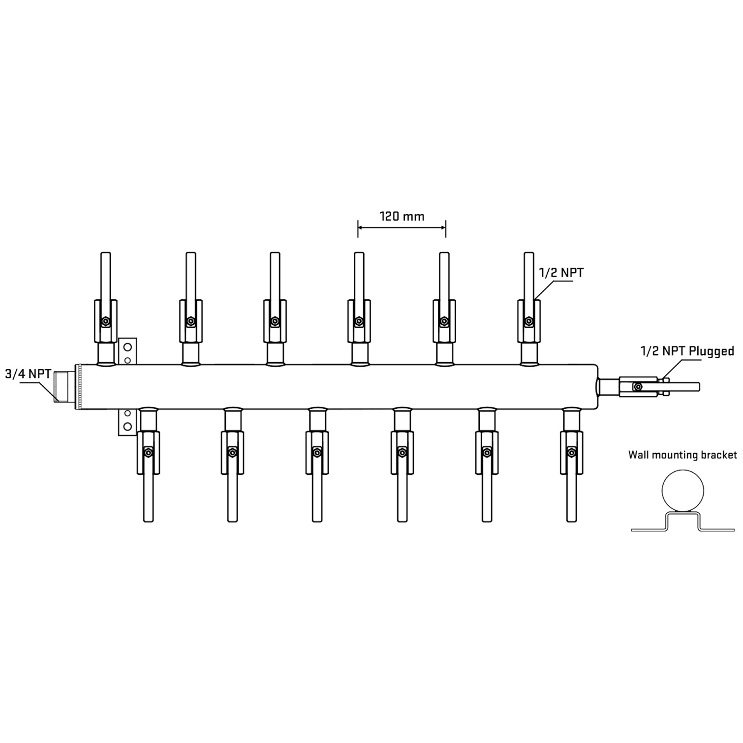 M5F2B081012 Manifolds Stainless Steel Double Sided