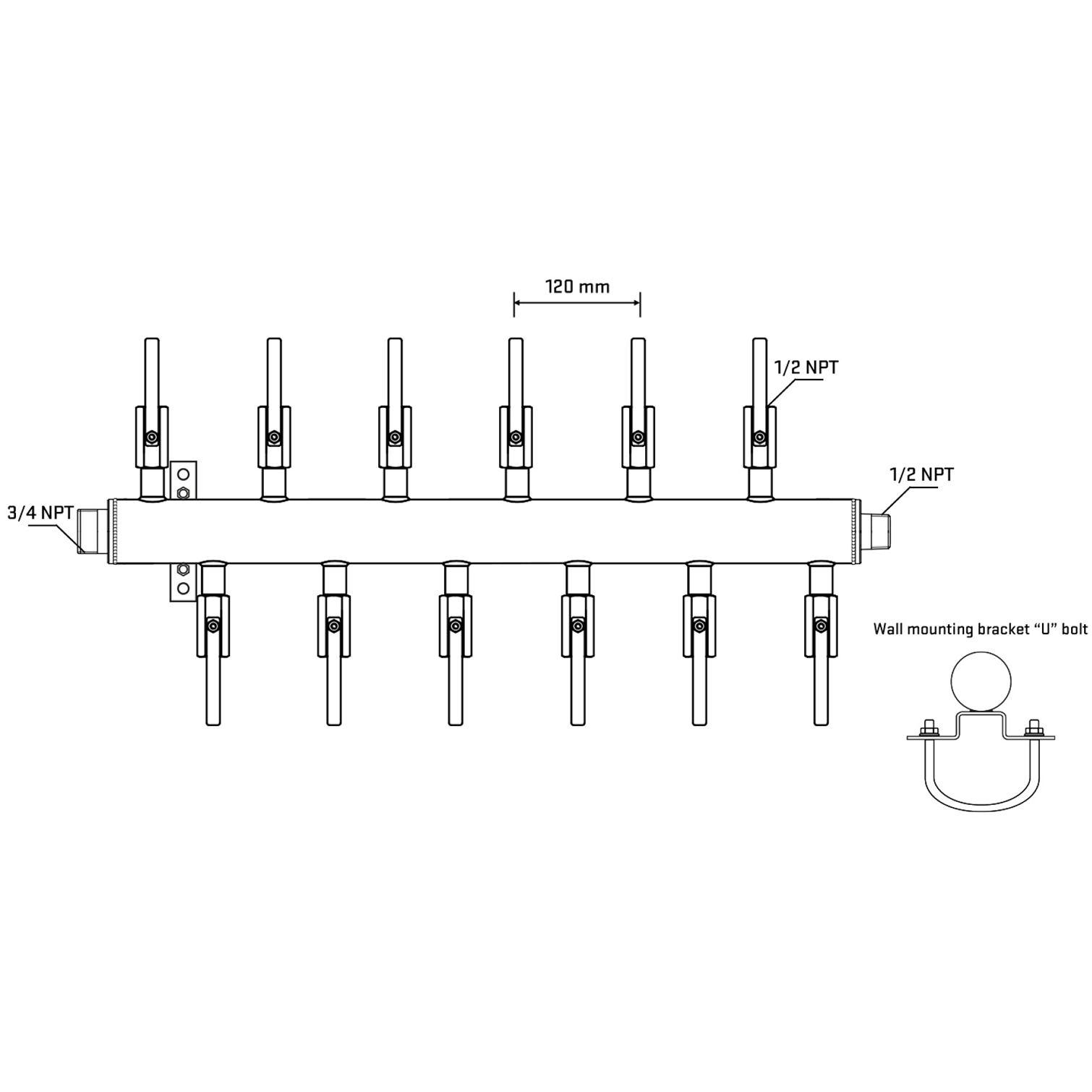 M5F2B081031 Manifolds Stainless Steel Double Sided