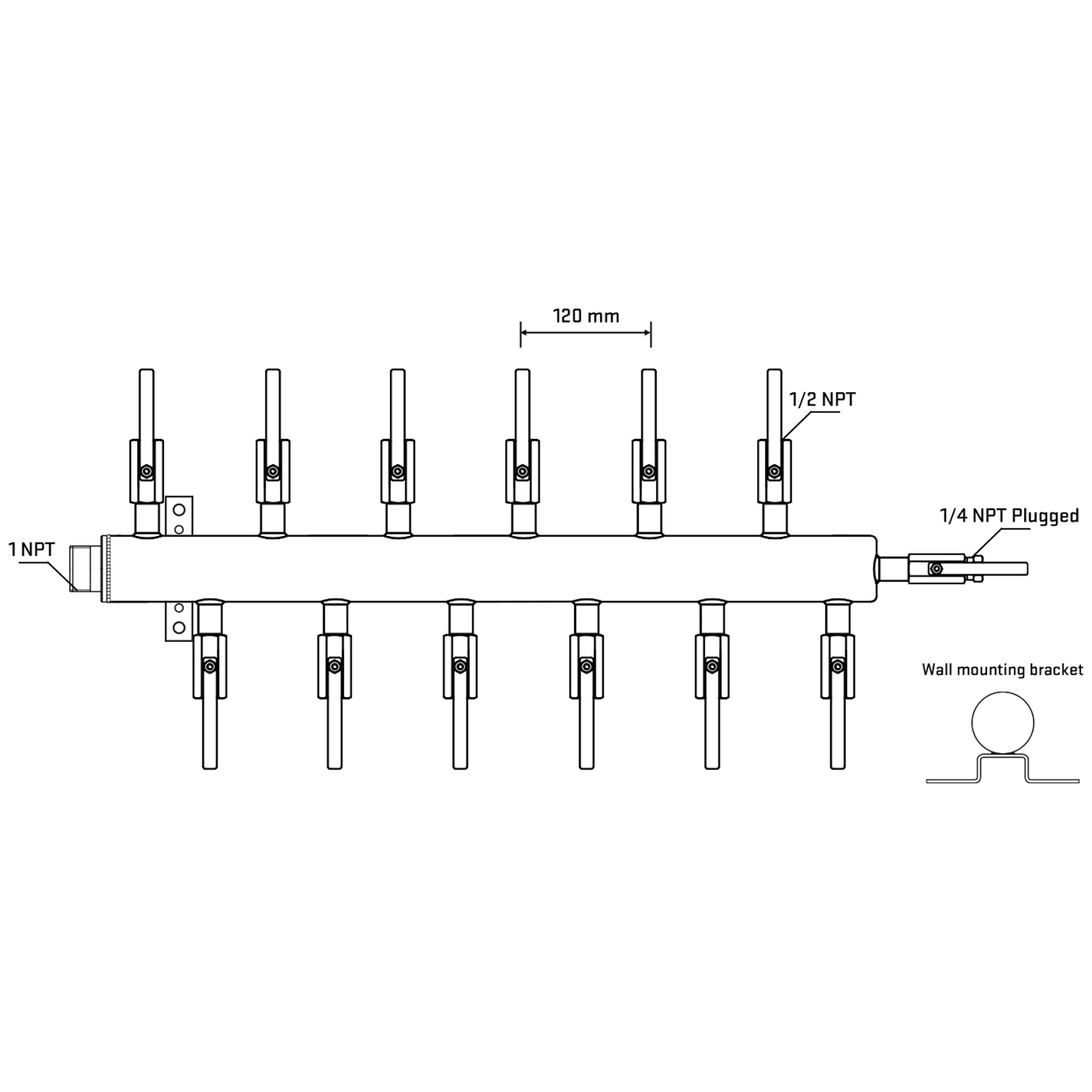 M5F2B081122 Manifolds Stainless Steel Double Sided