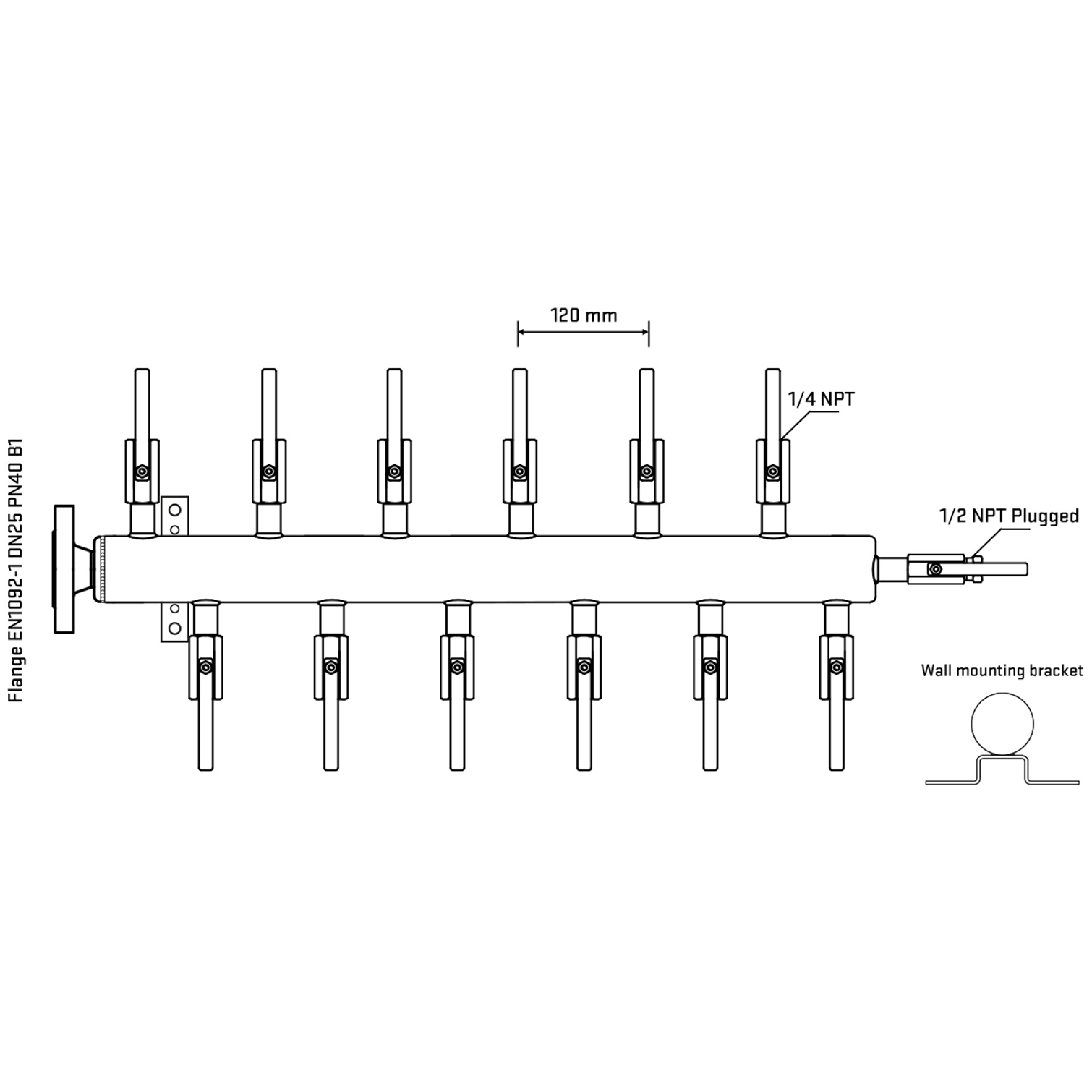 M5F2B090312 Manifolds Stainless Steel Double Sided