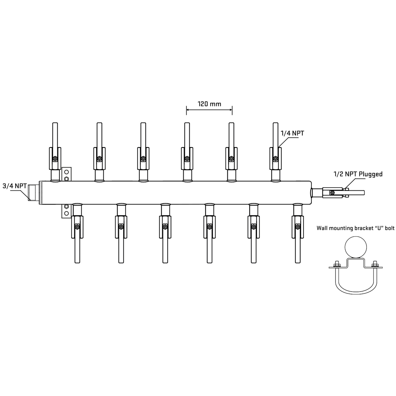 M5F2B091011 Manifolds Stainless Steel Double Sided