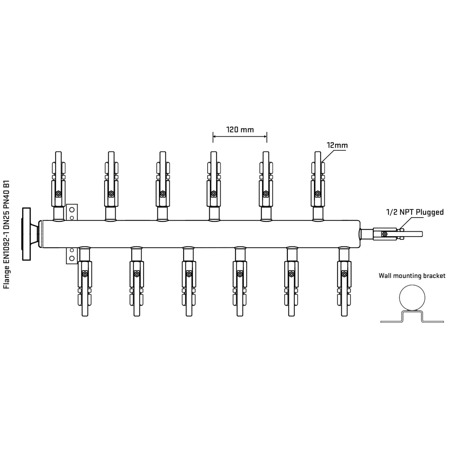 M5F2B100312 Manifolds Stainless Steel Double Sided