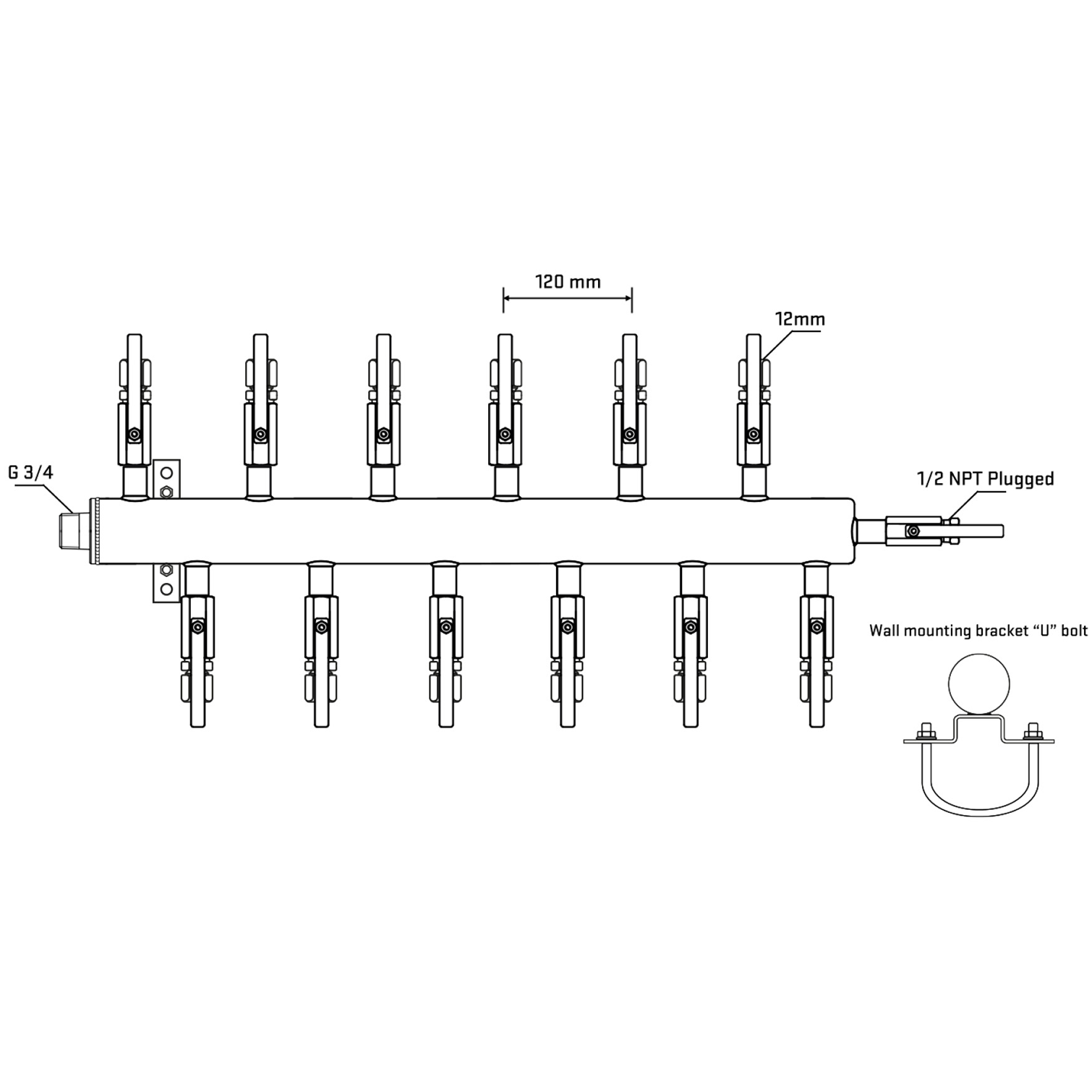 M5F2B100411 Manifolds Stainless Steel Double Sided