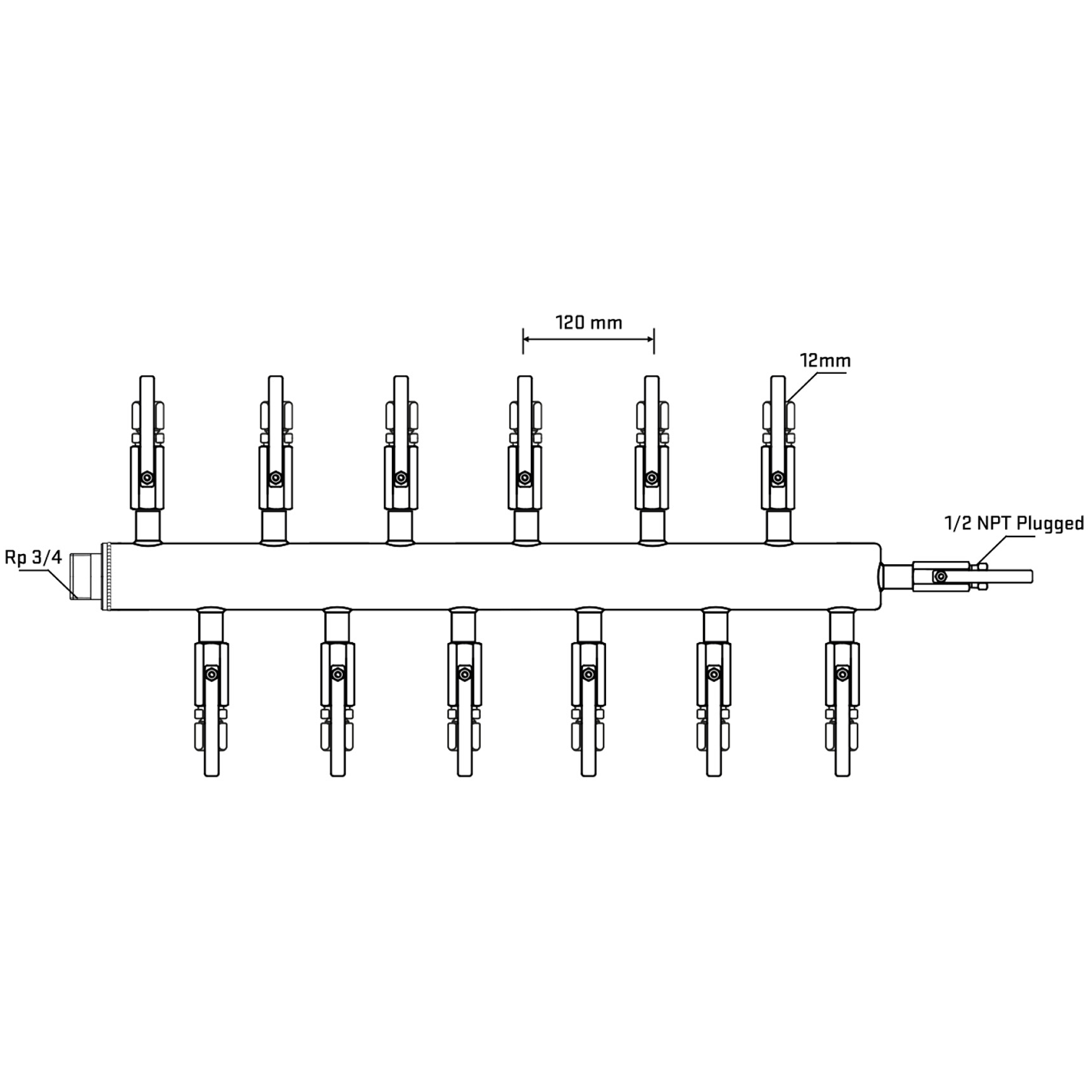 M5F2B100610 Manifolds Stainless Steel Double Sided