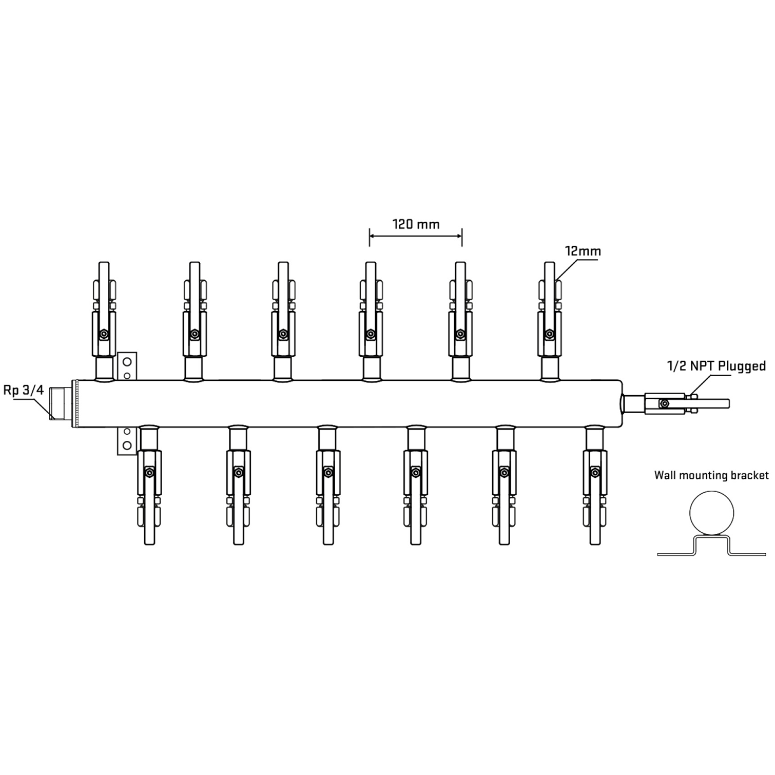 M5F2B100612 Manifolds Stainless Steel Double Sided