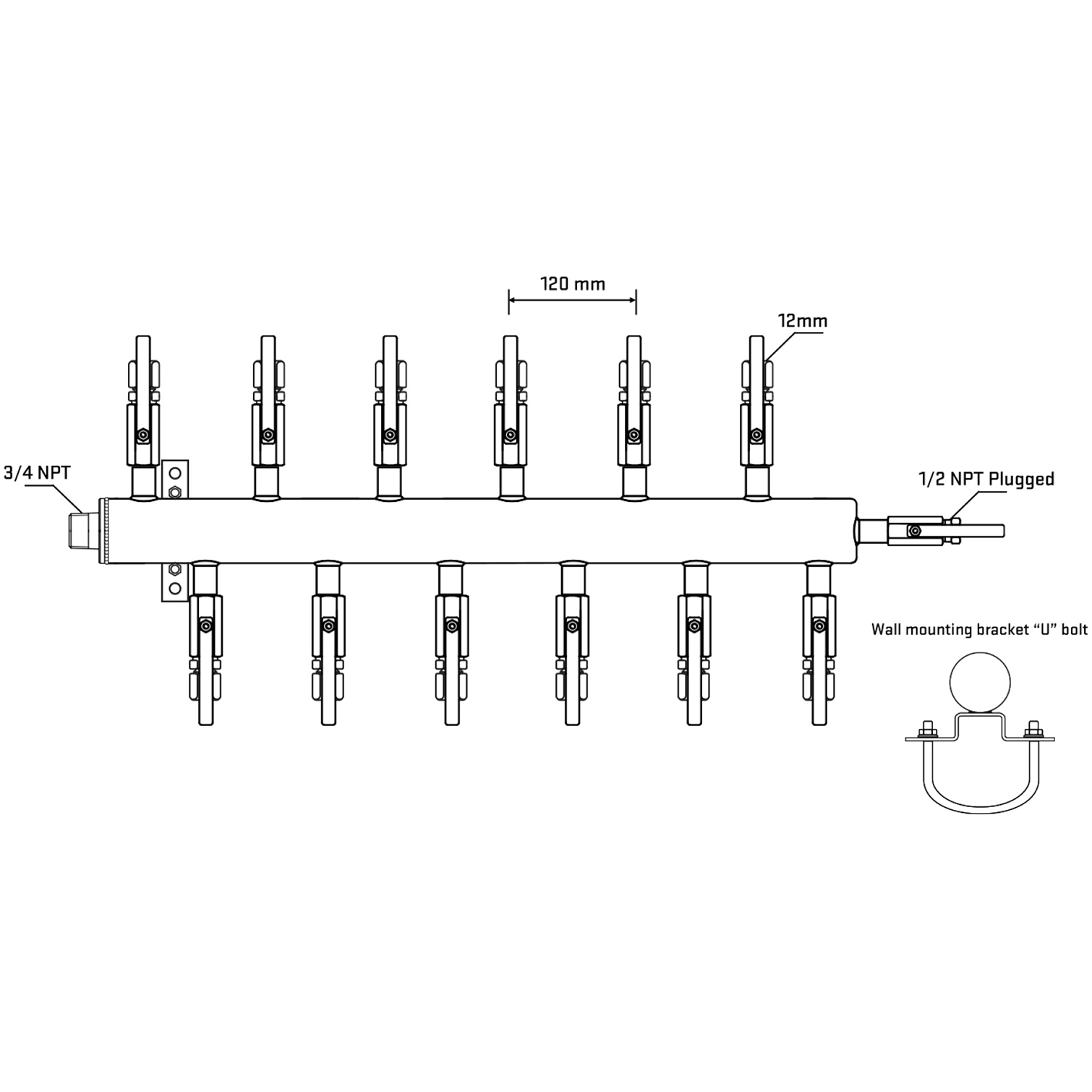 M5F2B100811 Manifolds Stainless Steel Double Sided