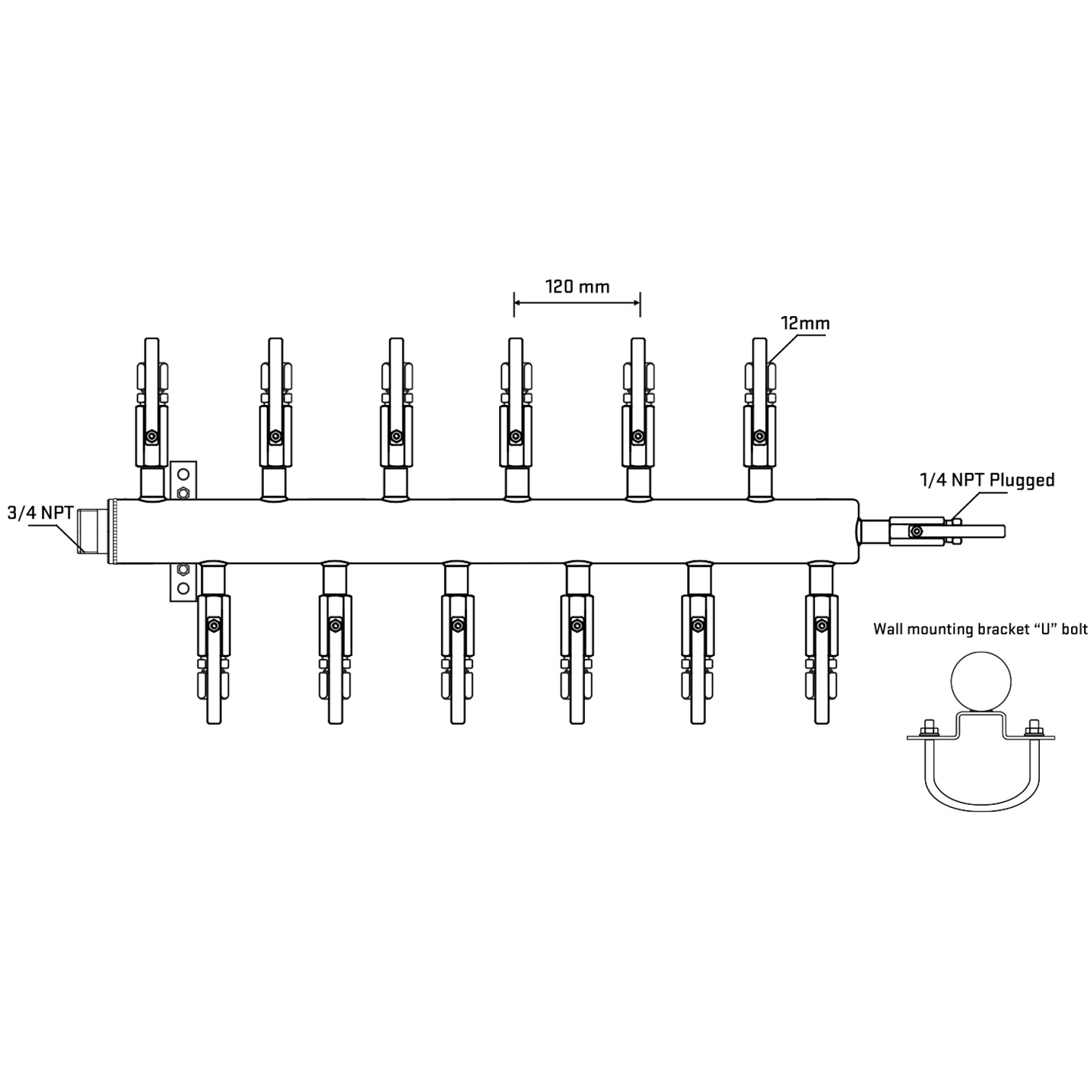 M5F2B101021 Manifolds Stainless Steel Double Sided