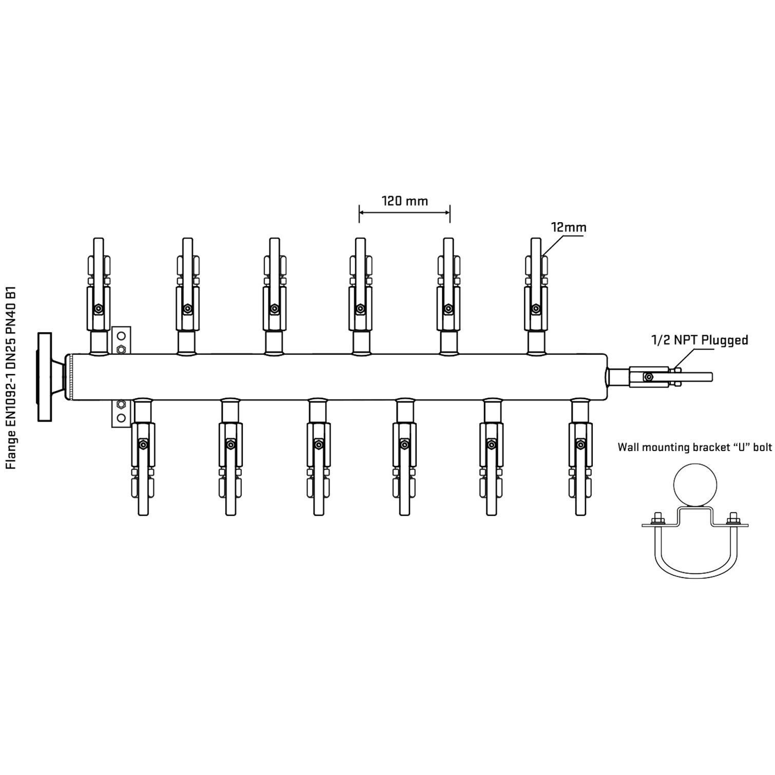 M5F2B110311 Manifolds Stainless Steel Double Sided