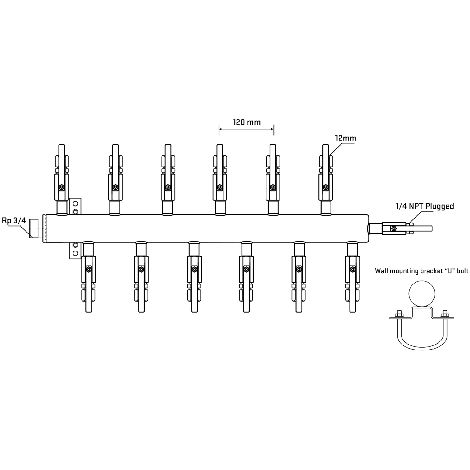 M5F2B110621 Manifolds Stainless Steel Double Sided