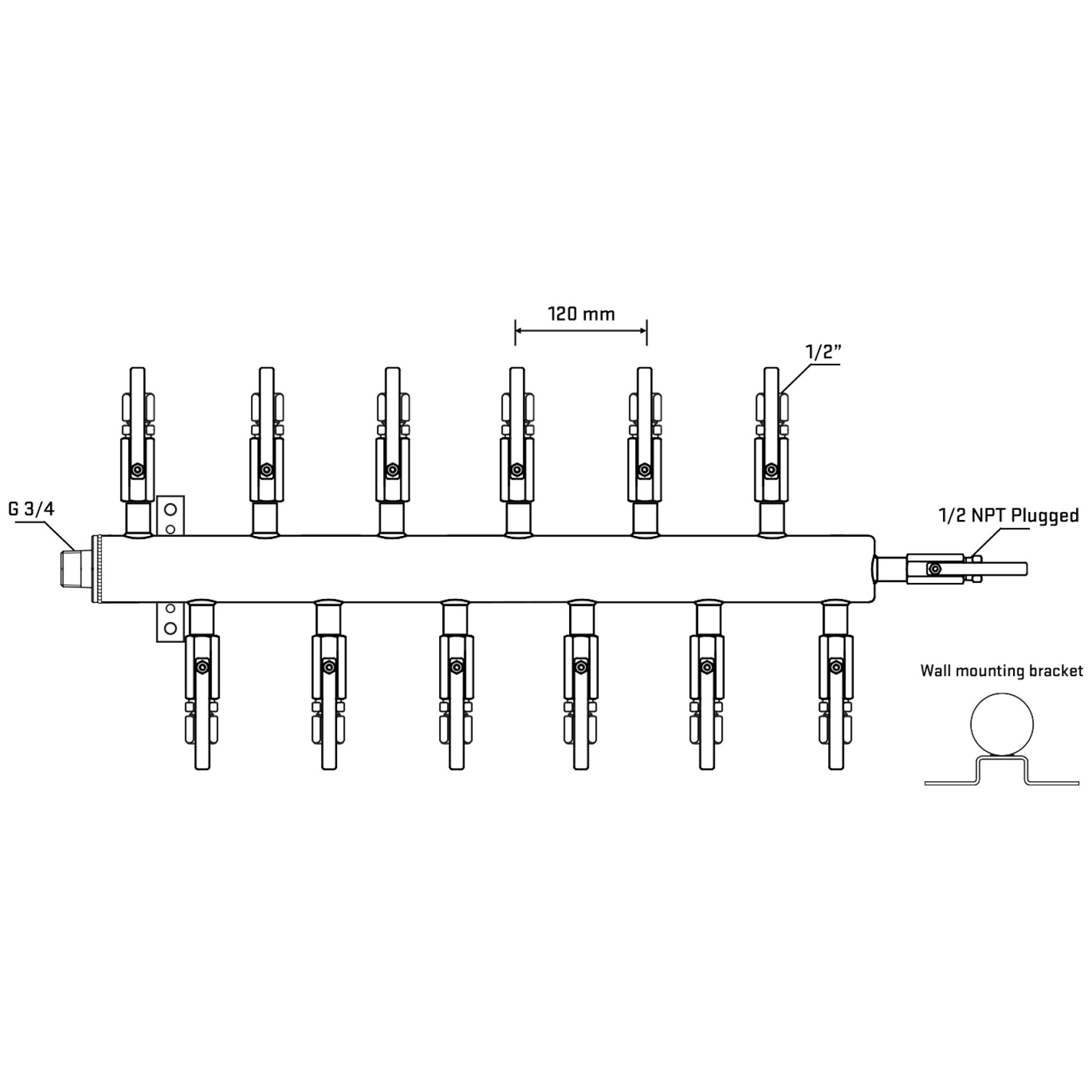 M5F2B120412 Manifolds Stainless Steel Double Sided