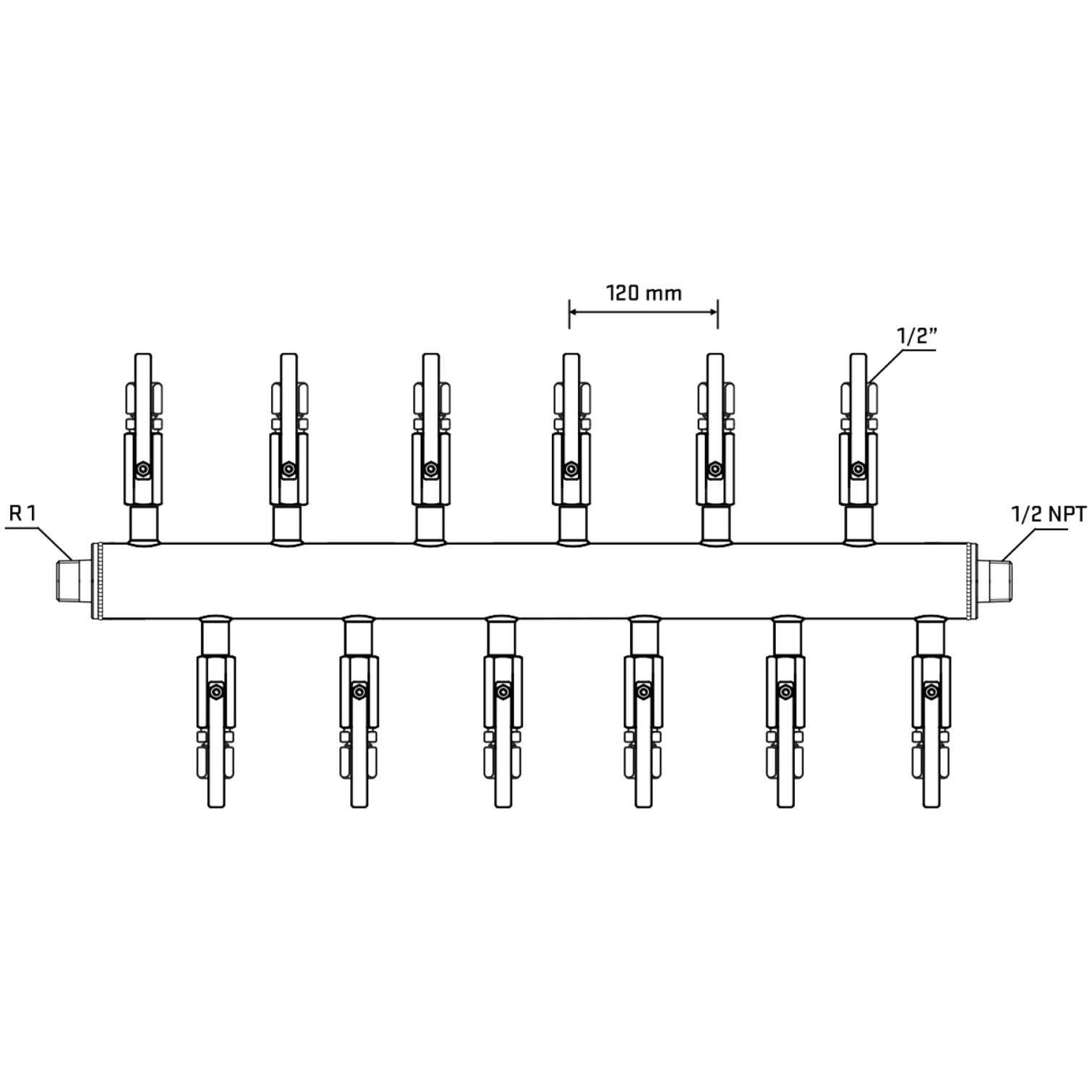 M5F2B120530 Manifolds Stainless Steel Double Sided