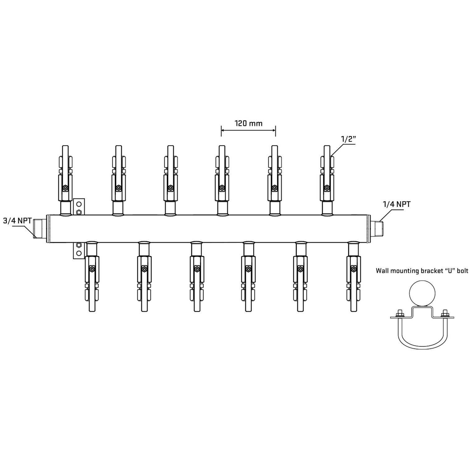 M5F2B121041 Manifolds Stainless Steel Double Sided